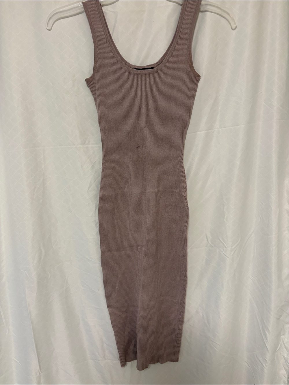 Revamped Mauve Ribbed Tank Midi Dress